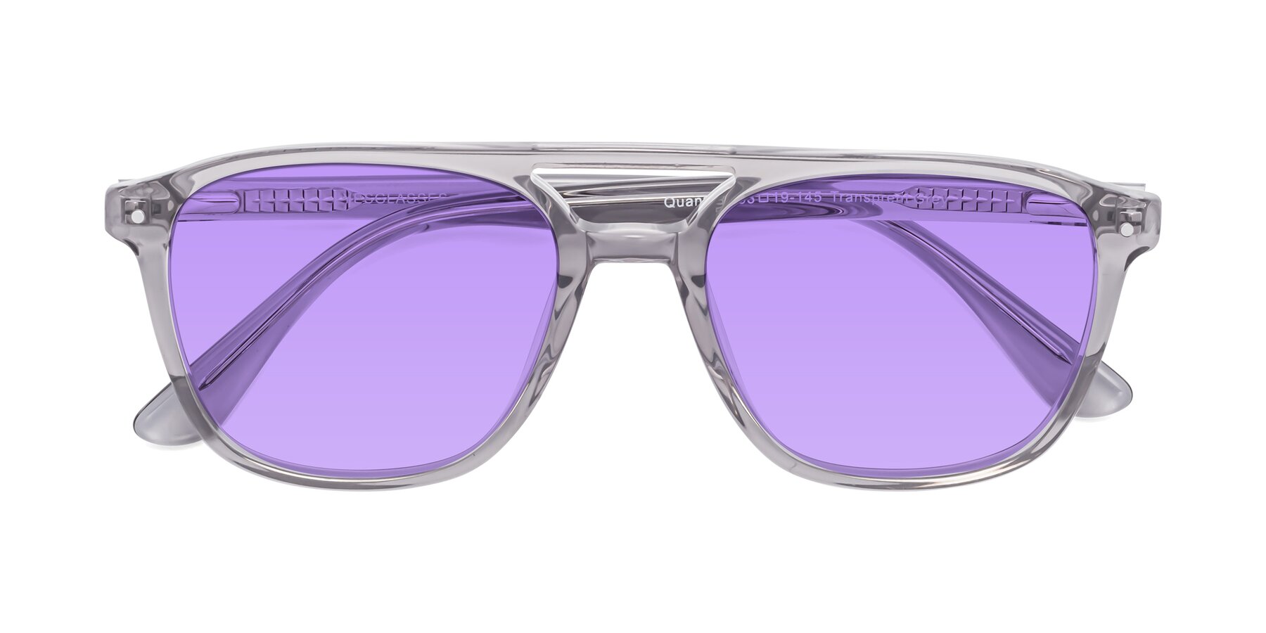 Folded Front of Quantum in Transprent Gray with Medium Purple Tinted Lenses