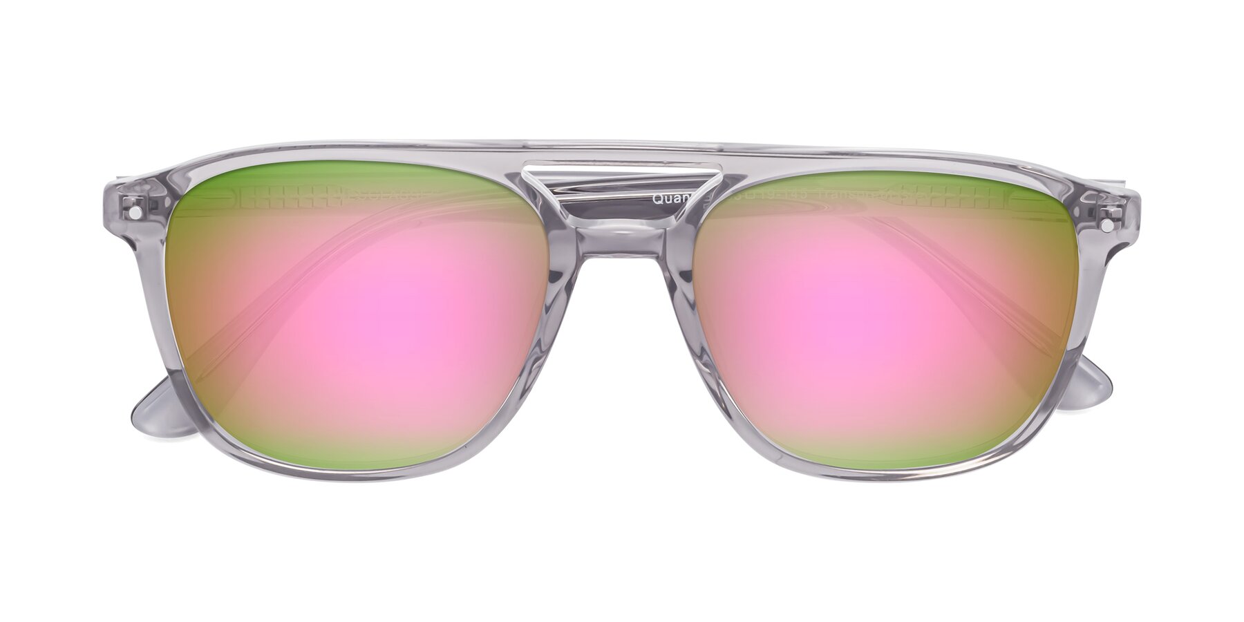 Folded Front of Quantum in Transprent Gray with Pink Mirrored Lenses