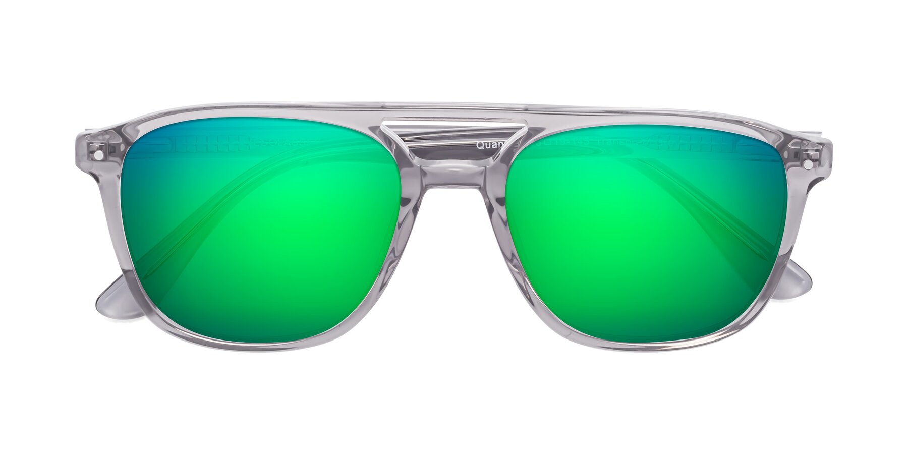 Folded Front of Quantum in Transprent Gray with Green Mirrored Lenses