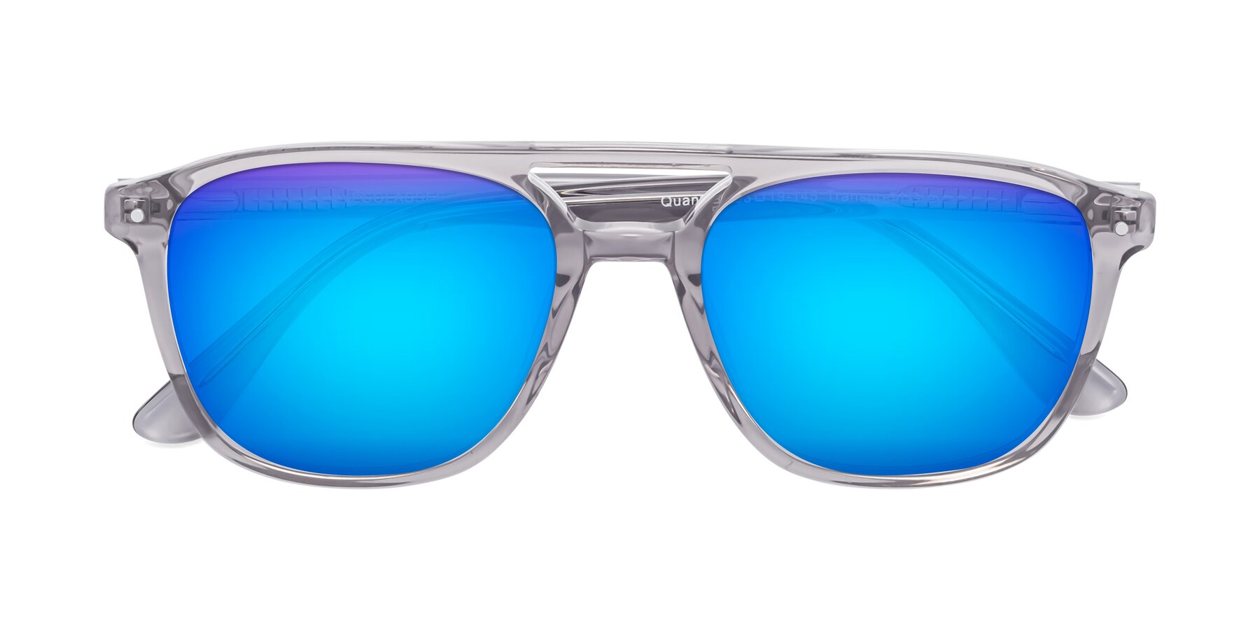 Folded Front of Quantum in Transprent Gray with Blue Mirrored Lenses