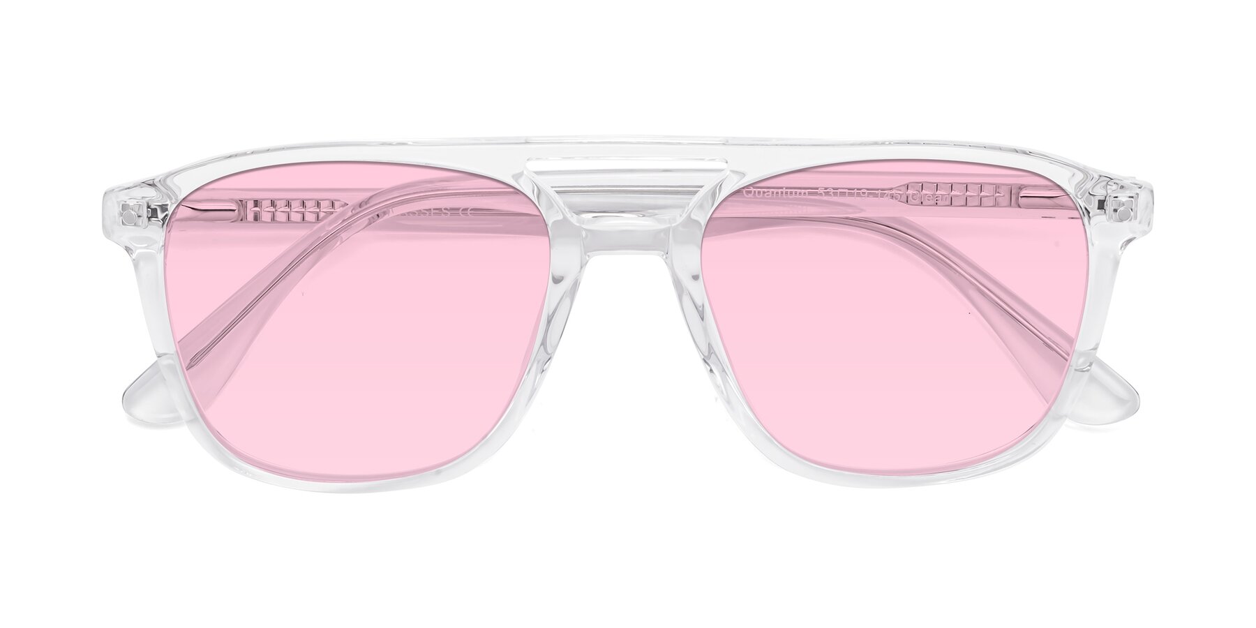 Folded Front of Quantum in Clear with Light Pink Tinted Lenses