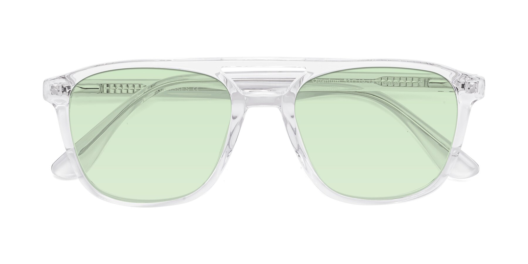Folded Front of Quantum in Clear with Light Green Tinted Lenses
