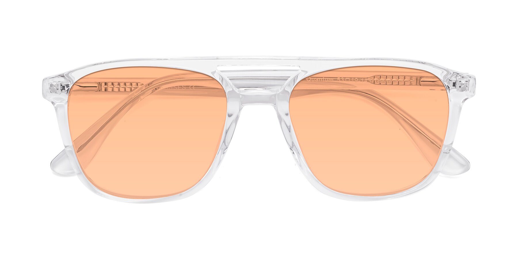 Folded Front of Quantum in Clear with Light Orange Tinted Lenses