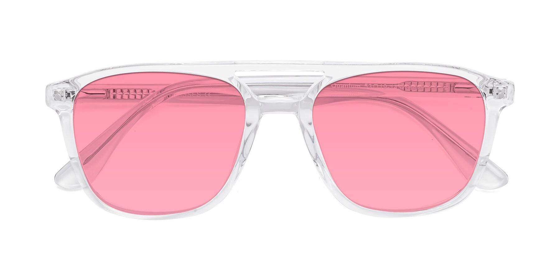 Folded Front of Quantum in Clear with Pink Tinted Lenses