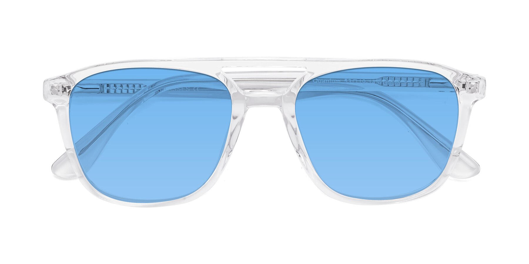 Folded Front of Quantum in Clear with Medium Blue Tinted Lenses