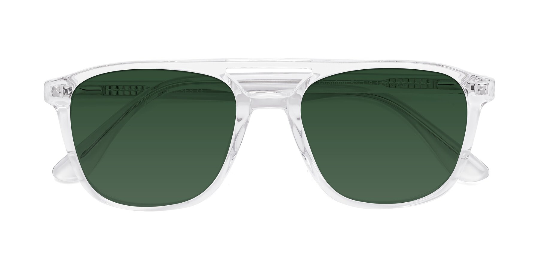 Folded Front of Quantum in Clear with Green Tinted Lenses