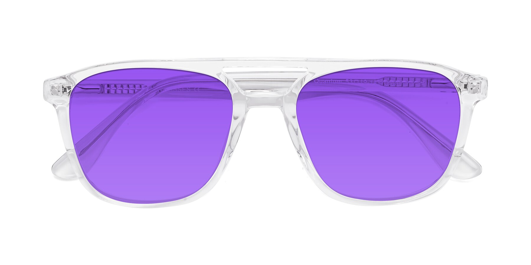 Folded Front of Quantum in Clear with Purple Tinted Lenses