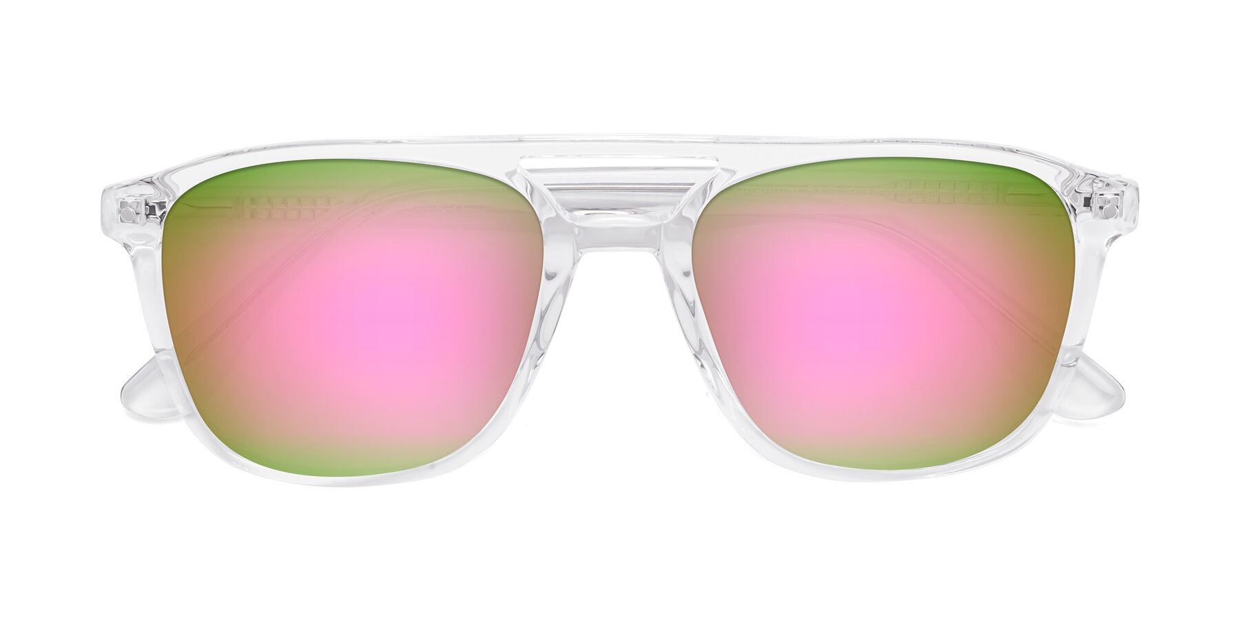 Folded Front of Quantum in Clear with Pink Mirrored Lenses
