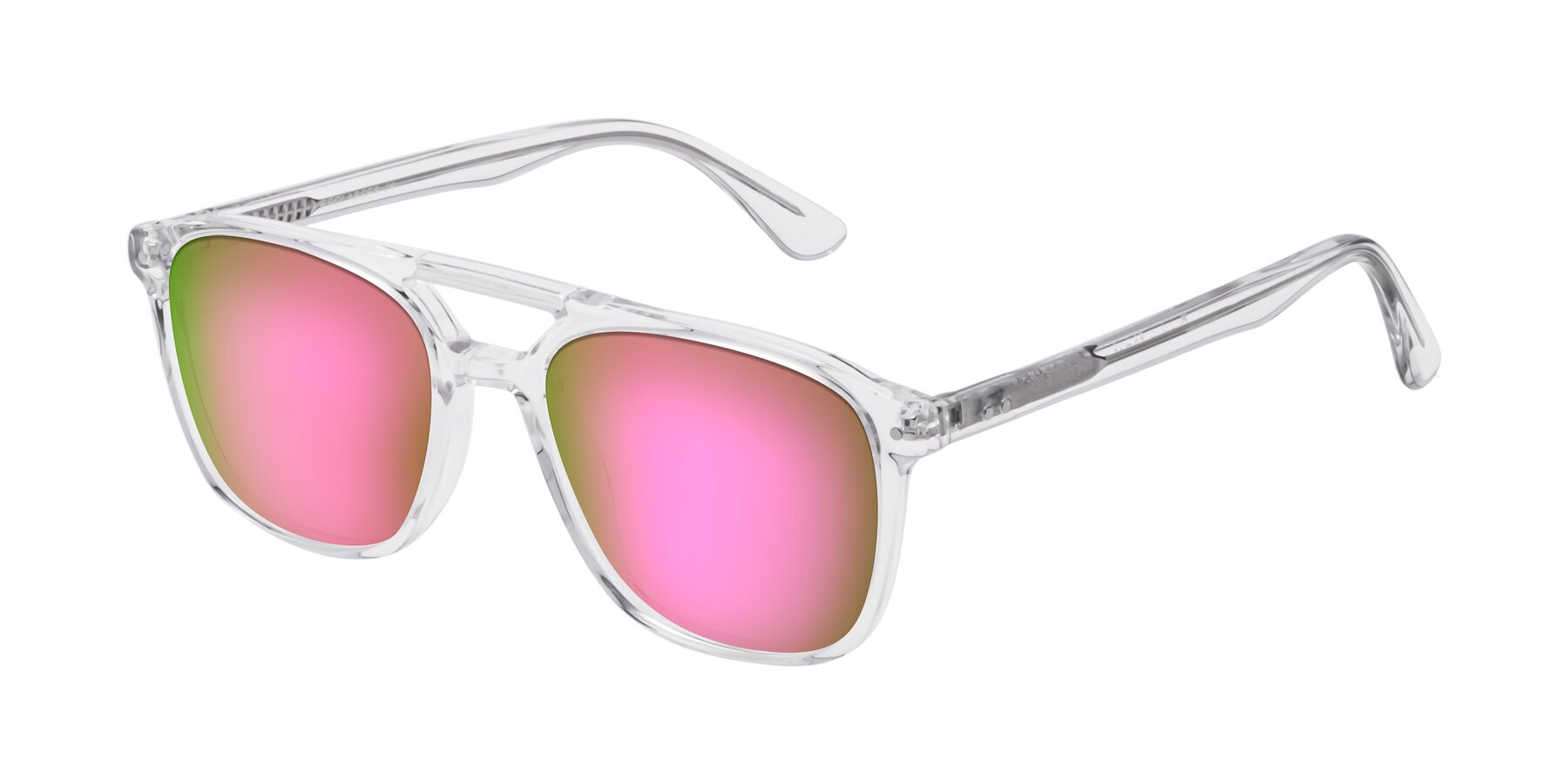 Angle of Quantum in Clear with Pink Mirrored Lenses