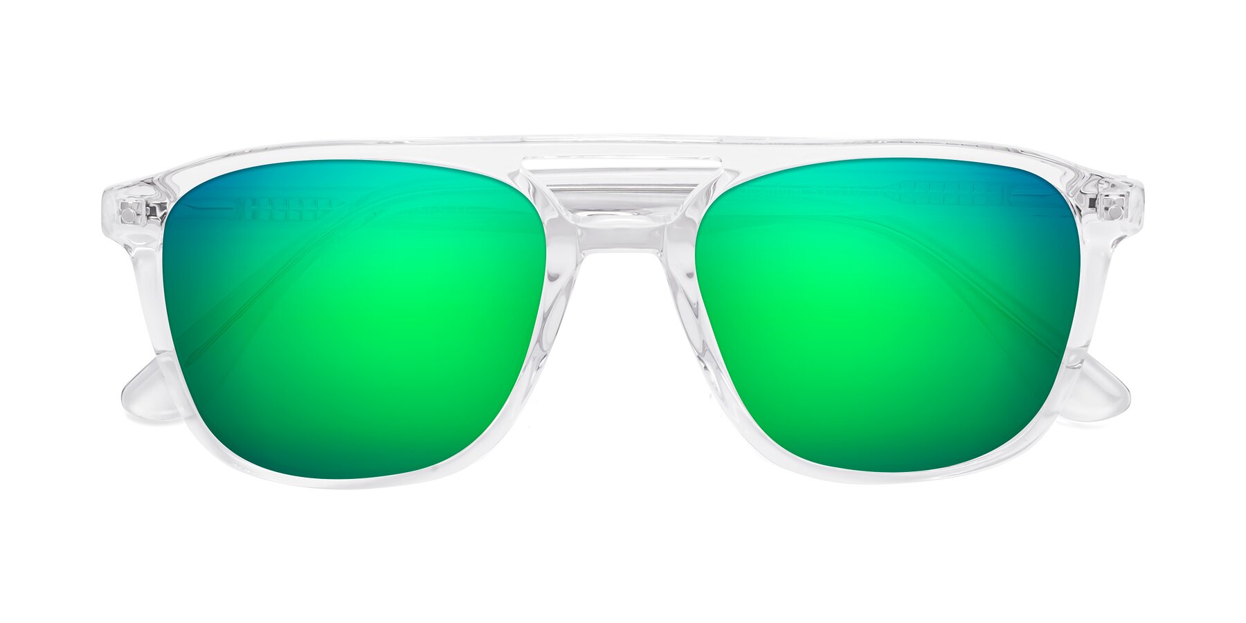 Folded Front of Quantum in Clear with Green Mirrored Lenses