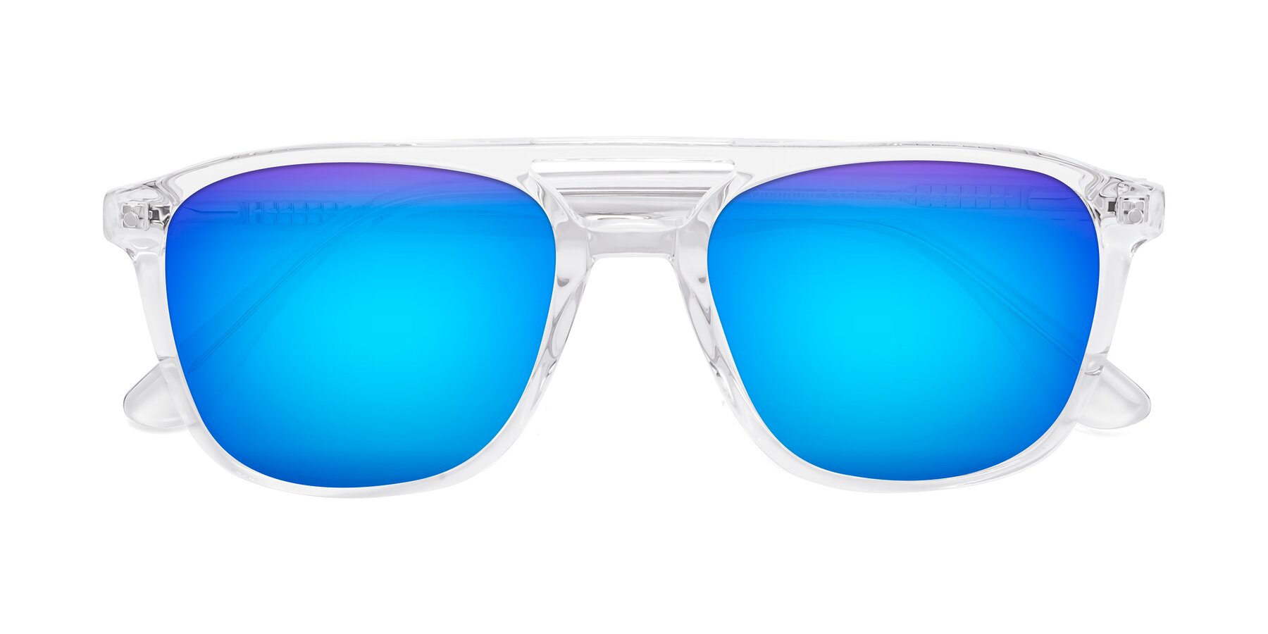 Folded Front of Quantum in Clear with Blue Mirrored Lenses