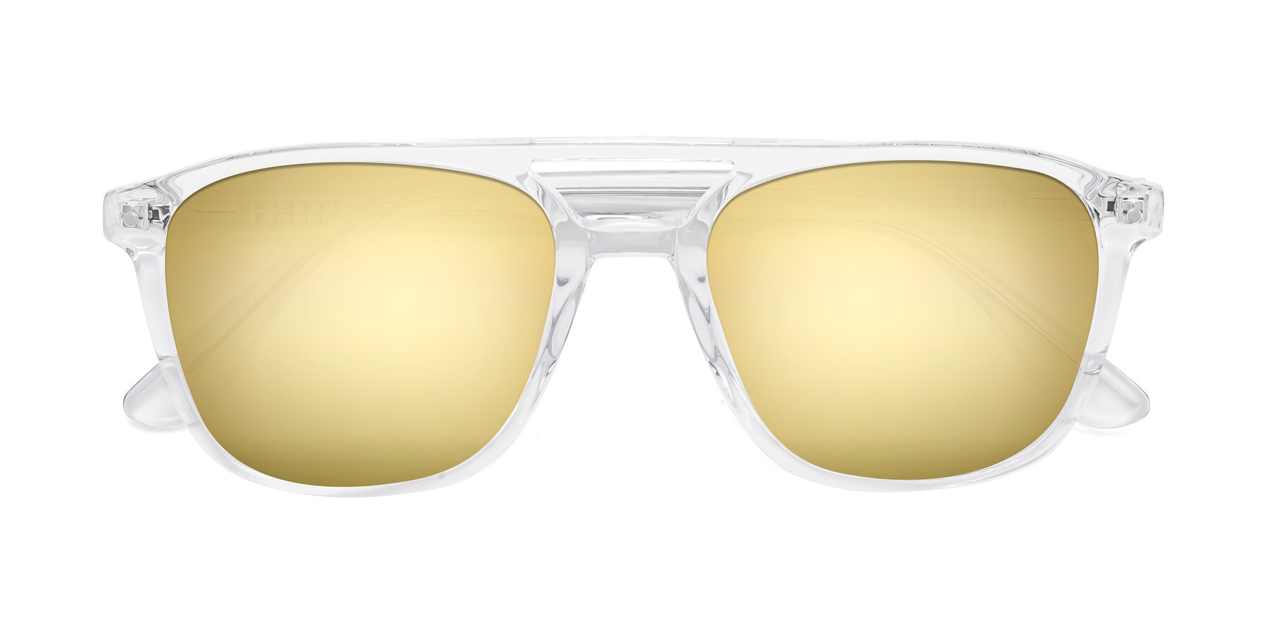 Folded Front of Quantum in Clear with Gold Mirrored Lenses