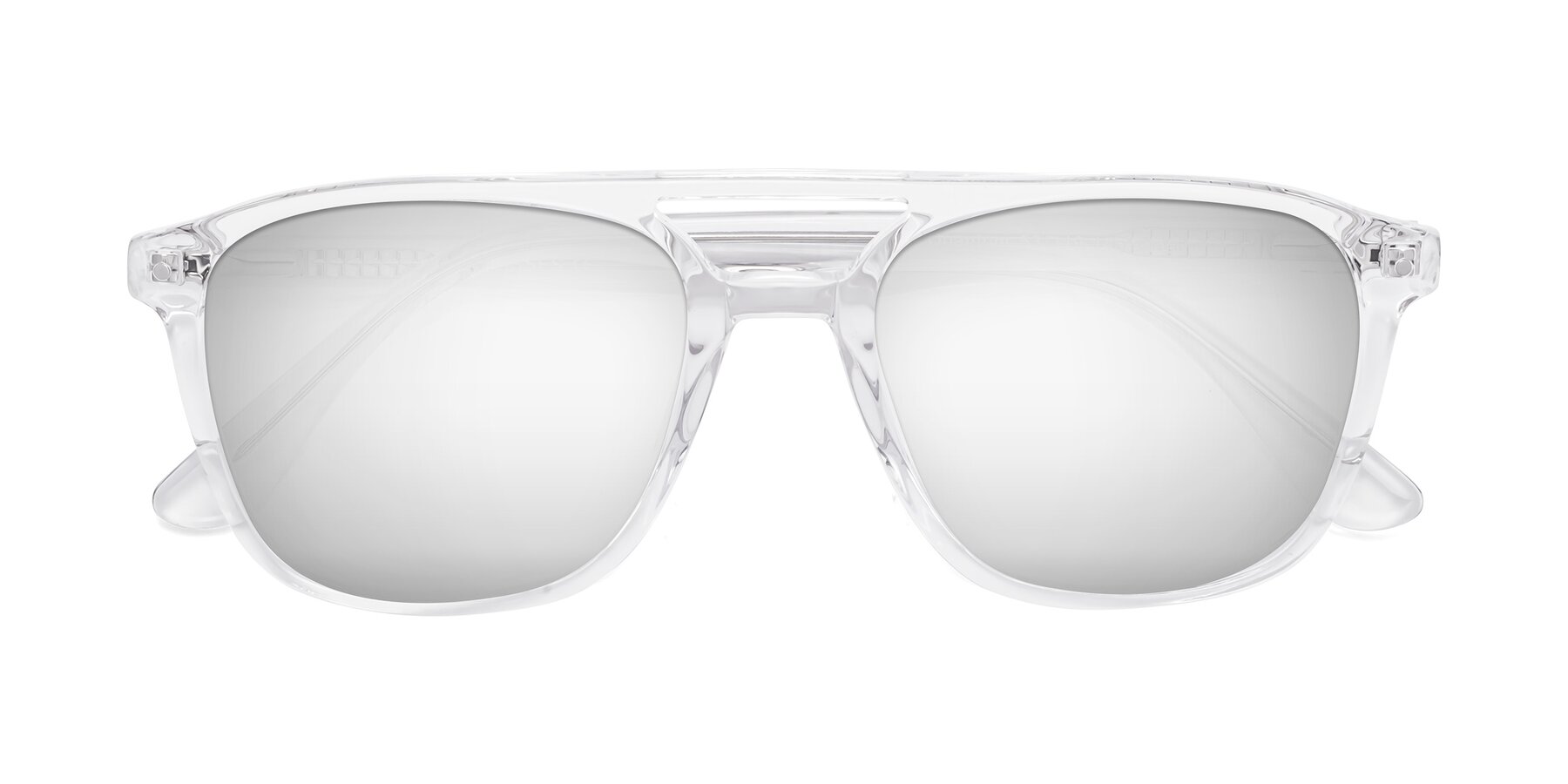 Folded Front of Quantum in Clear with Silver Mirrored Lenses