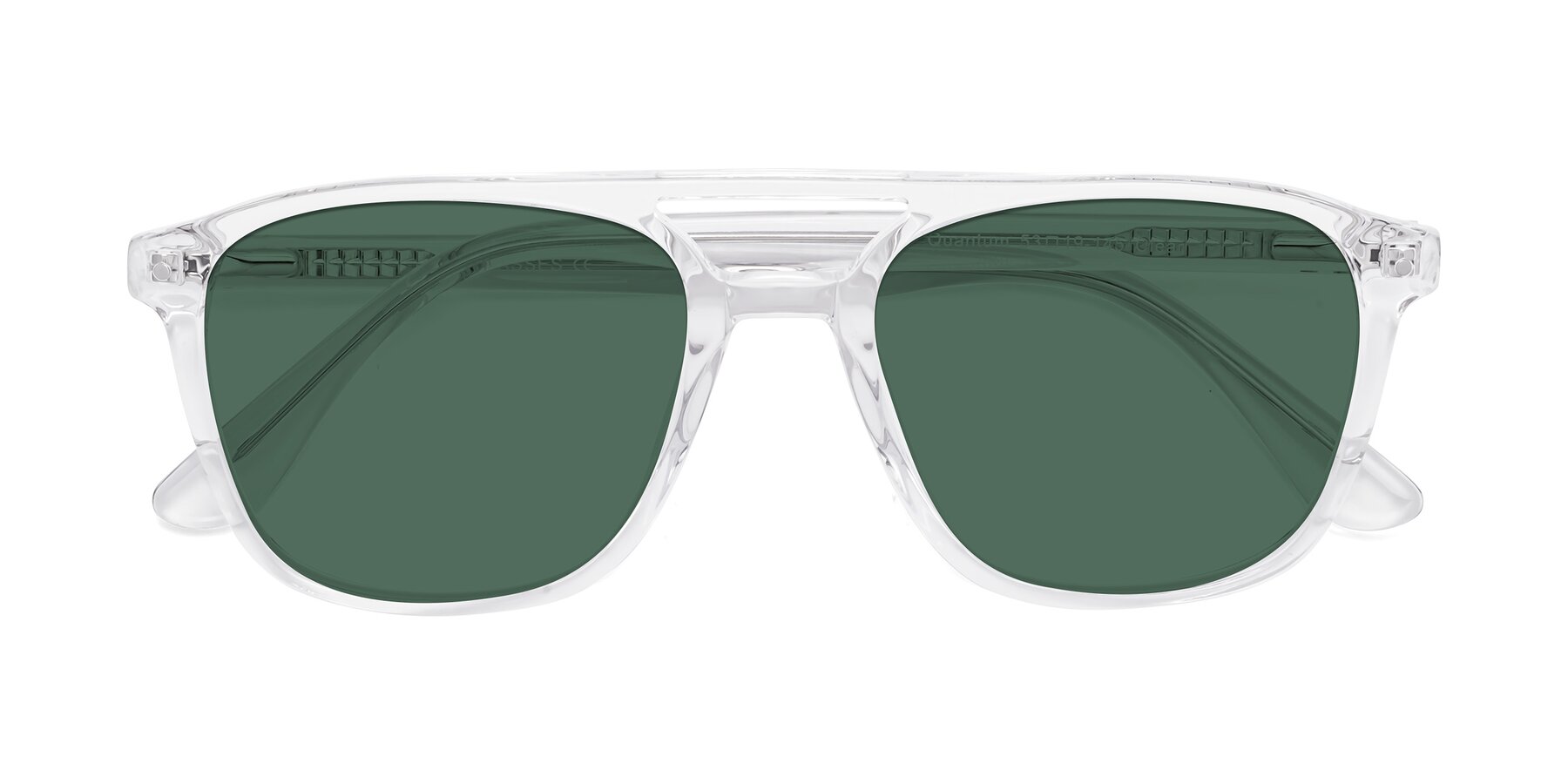 Folded Front of Quantum in Clear with Green Polarized Lenses