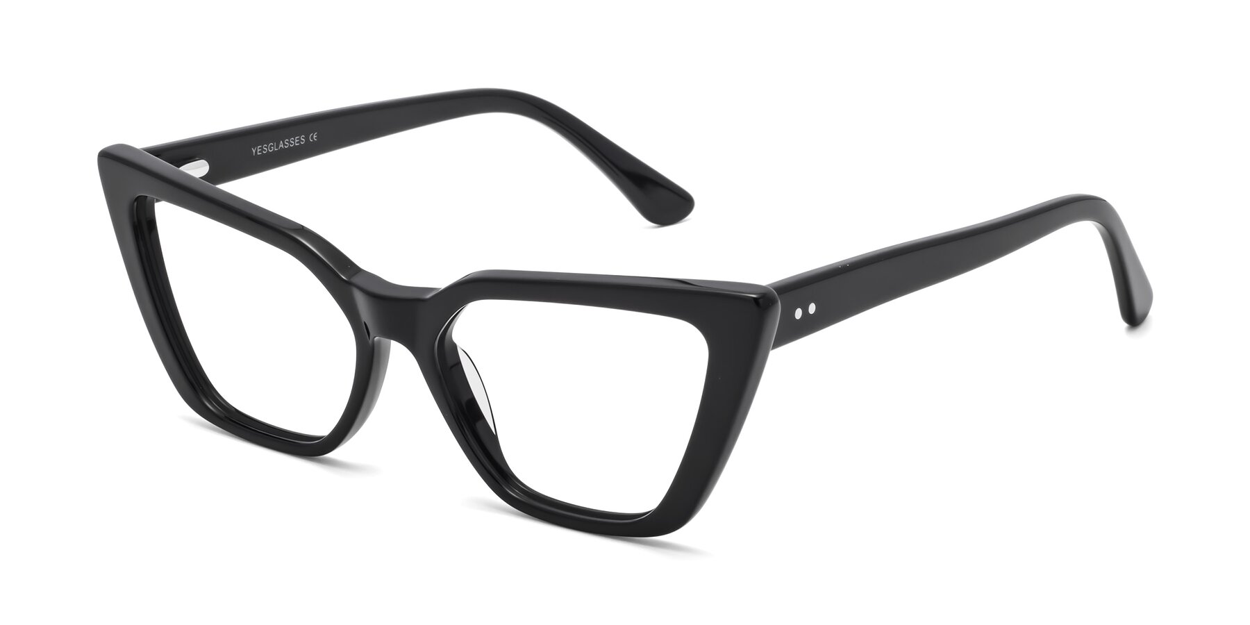 Angle of Bowtie in Black with Clear Eyeglass Lenses