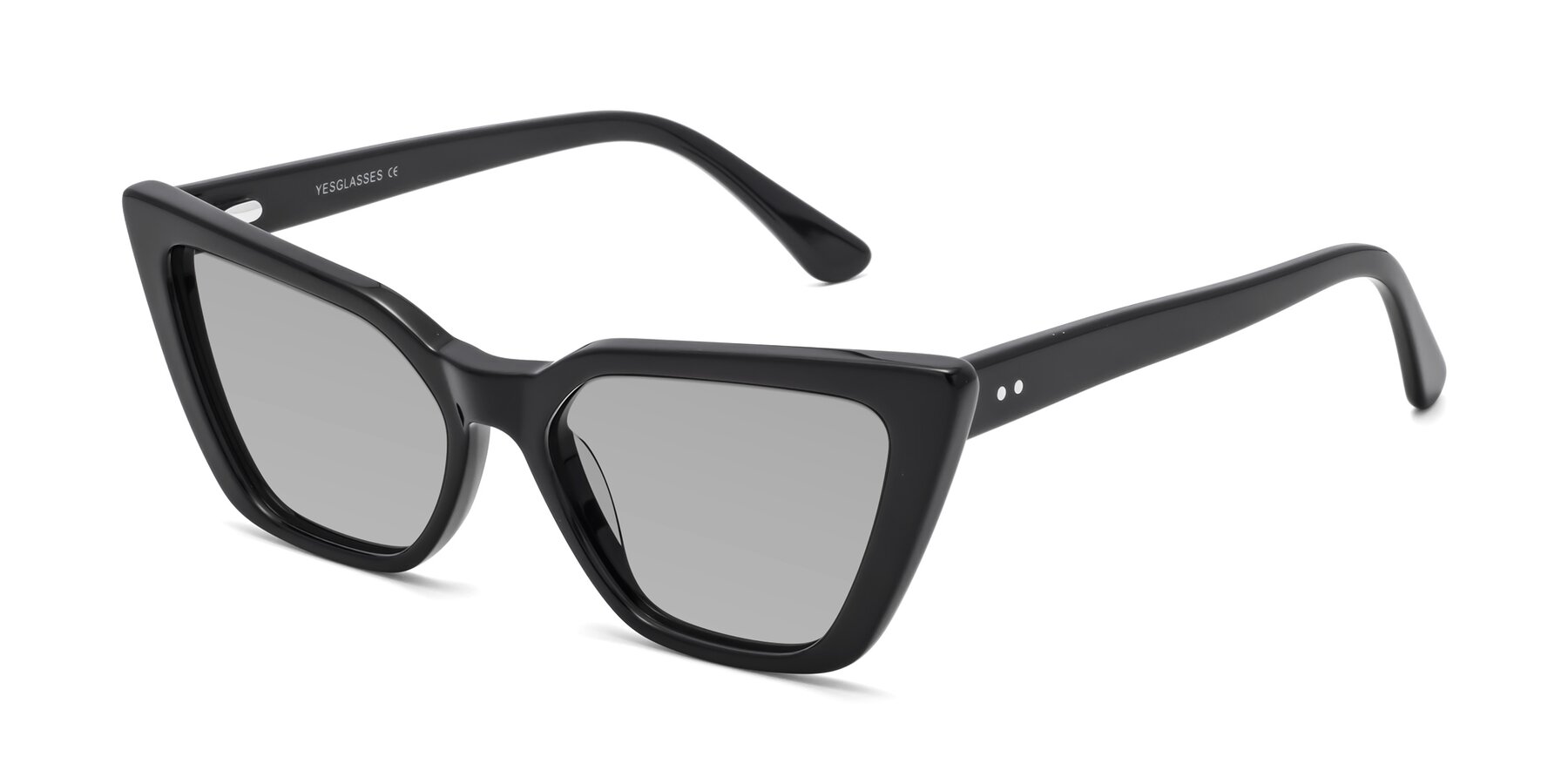 Angle of Bowtie in Black with Light Gray Tinted Lenses