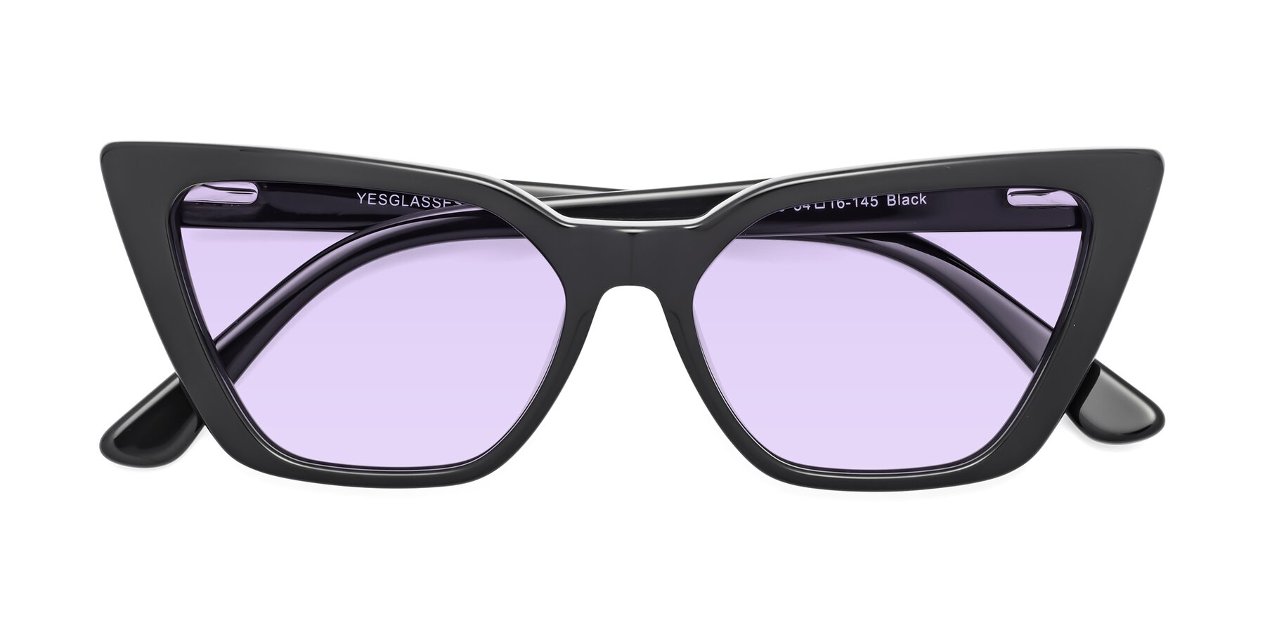 Folded Front of Bowtie in Black with Light Purple Tinted Lenses