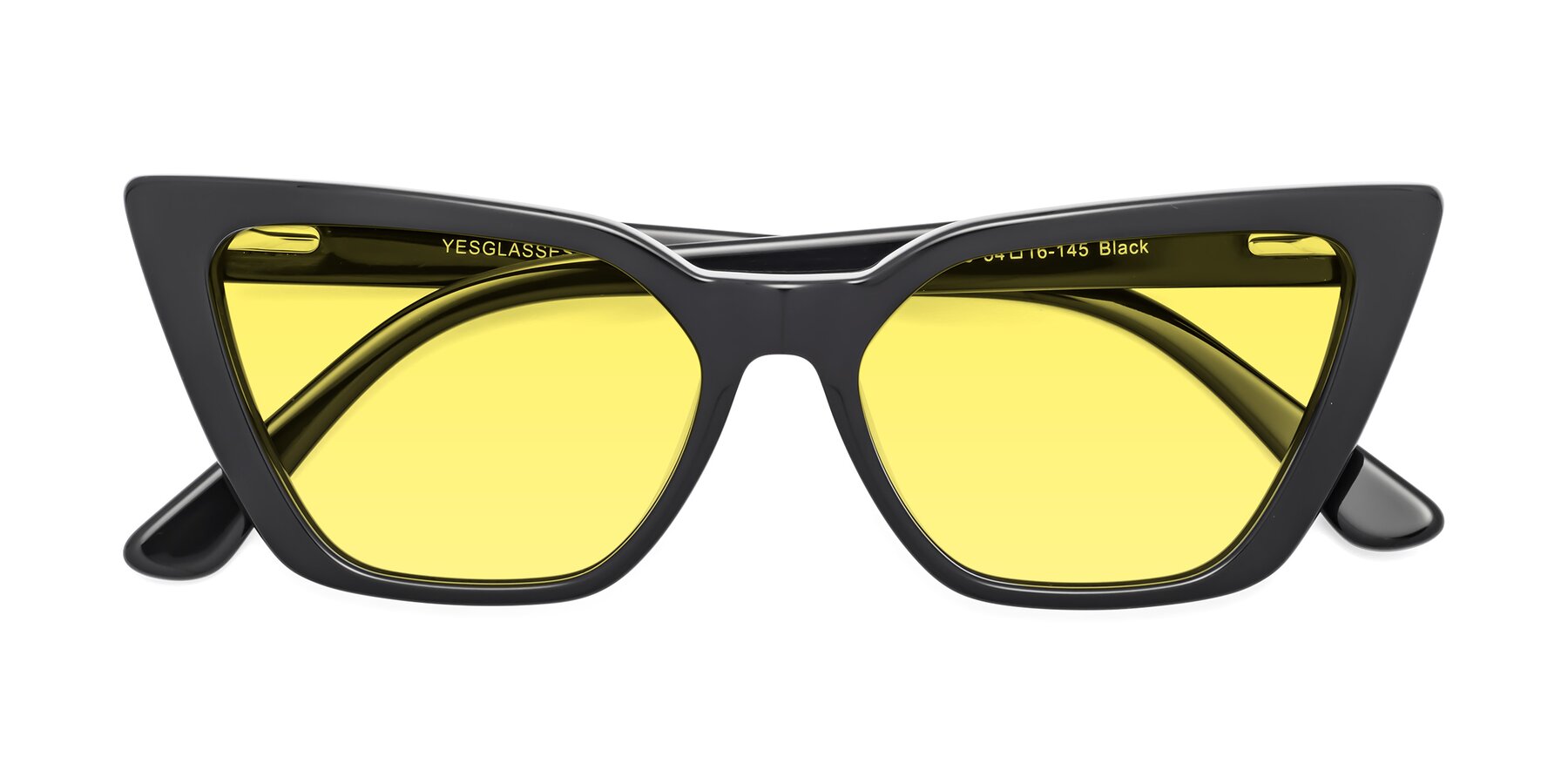 Folded Front of Bowtie in Black with Medium Yellow Tinted Lenses