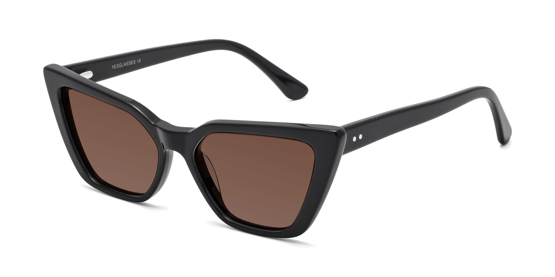 Angle of Bowtie in Black with Brown Tinted Lenses