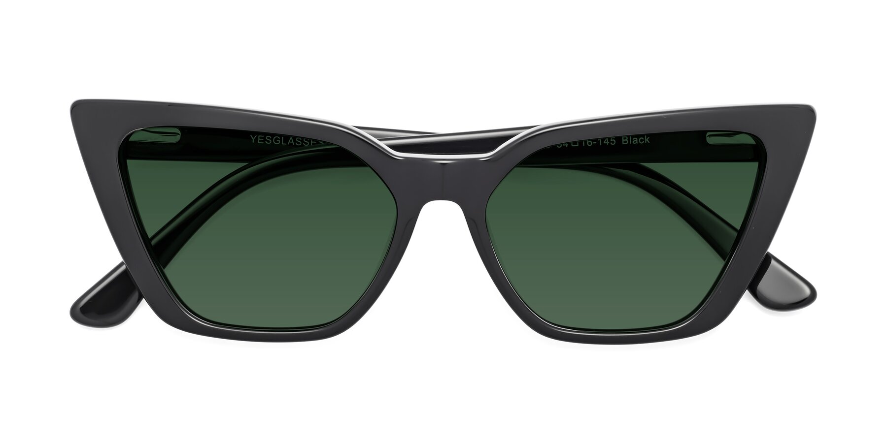 Folded Front of Bowtie in Black with Green Tinted Lenses