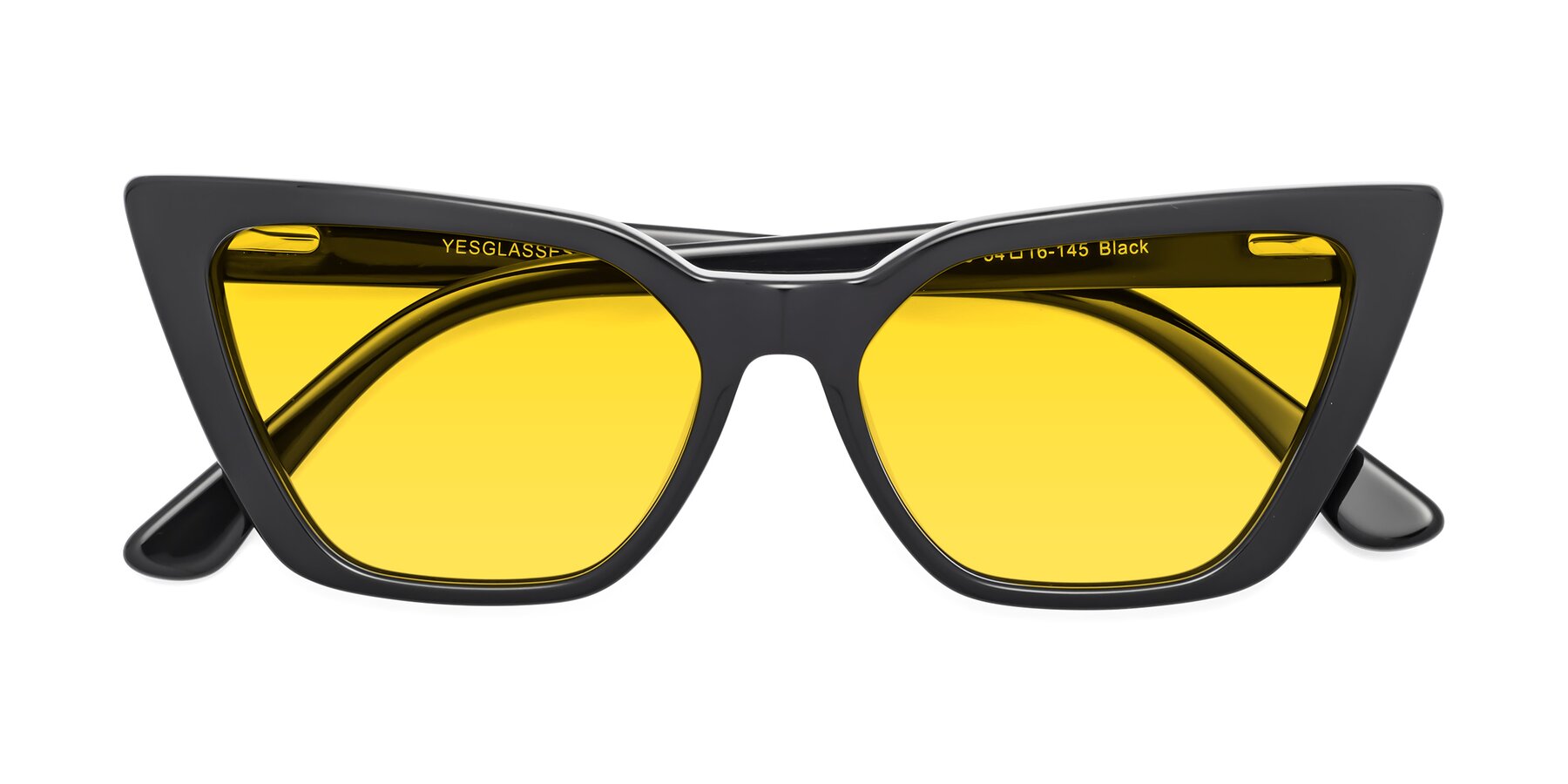 Folded Front of Bowtie in Black with Yellow Tinted Lenses