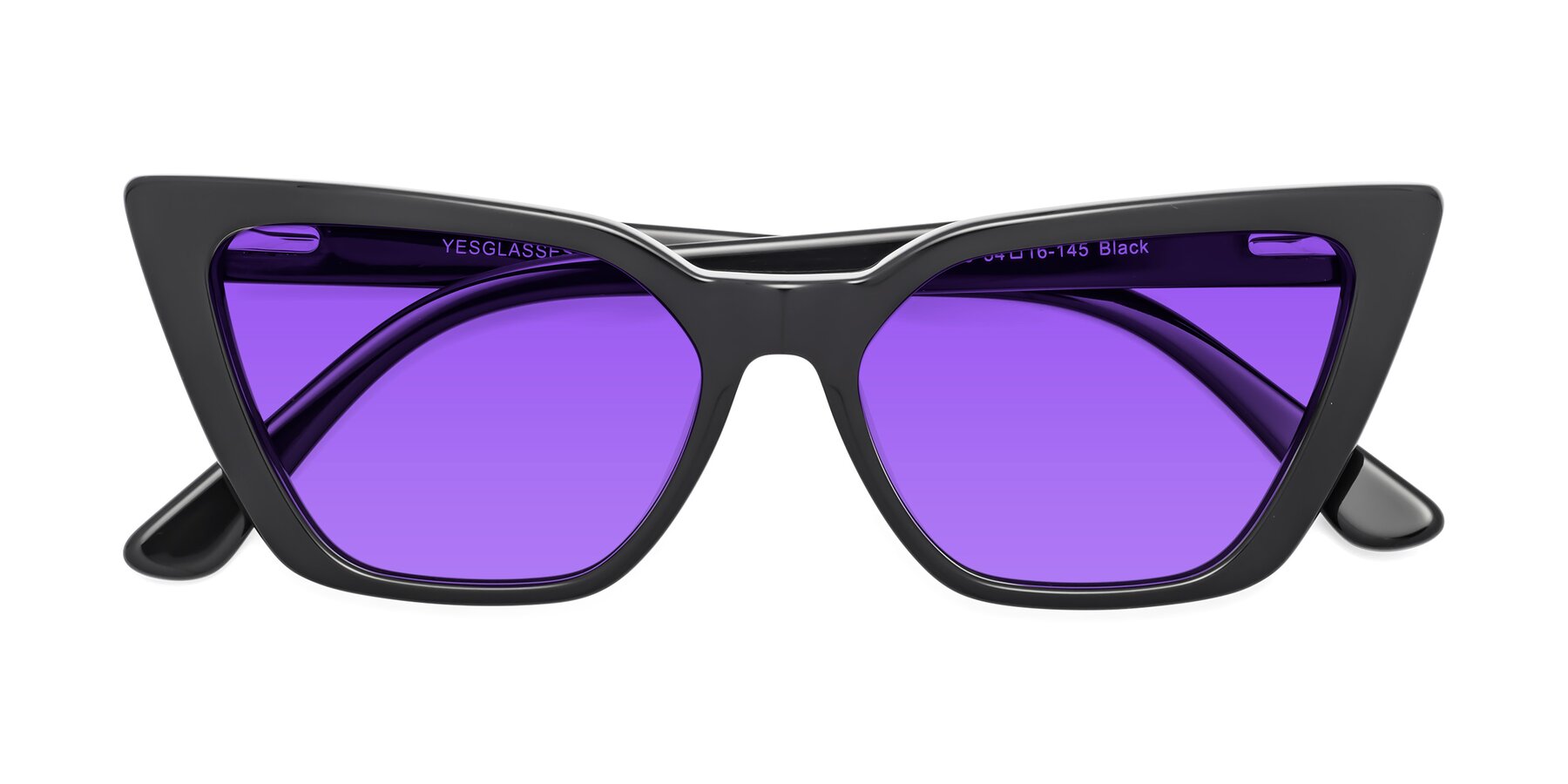 Folded Front of Bowtie in Black with Purple Tinted Lenses