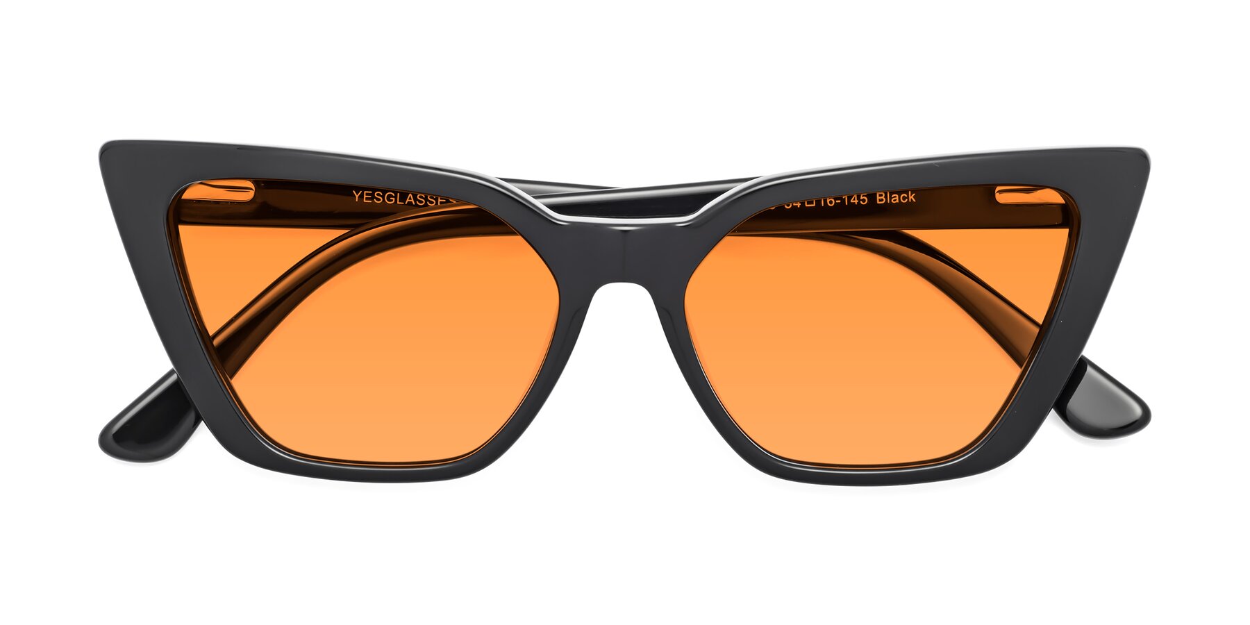 Folded Front of Bowtie in Black with Orange Tinted Lenses