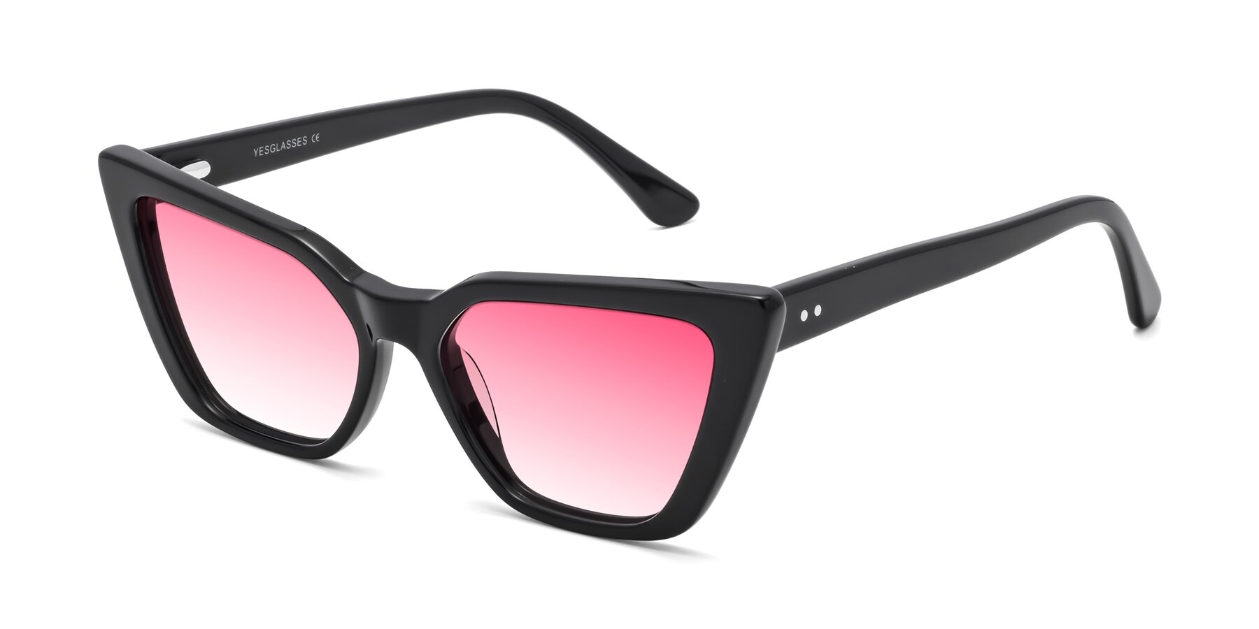 Angle of Bowtie in Black with Pink Gradient Lenses