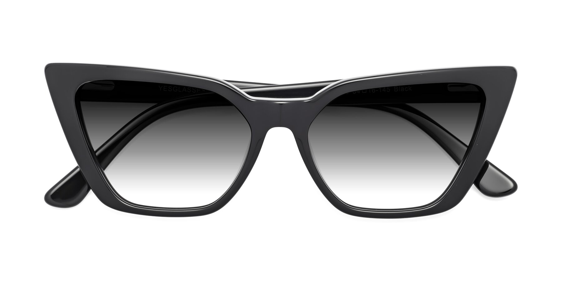 Folded Front of Bowtie in Black with Gray Gradient Lenses