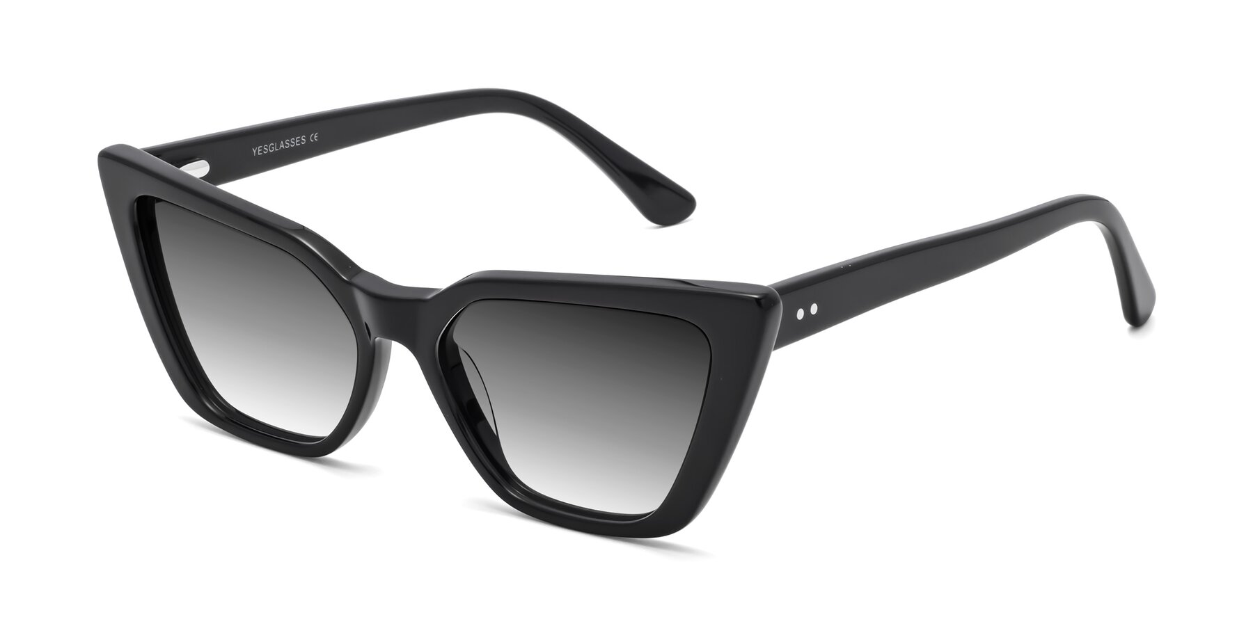 Angle of Bowtie in Black with Gray Gradient Lenses