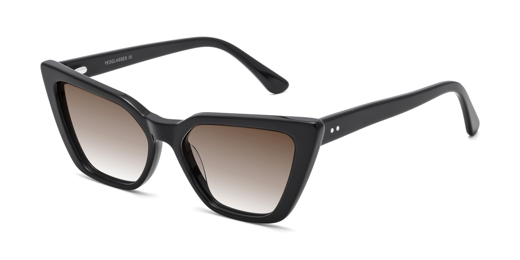 Angle of Bowtie in Black with Brown Gradient Lenses