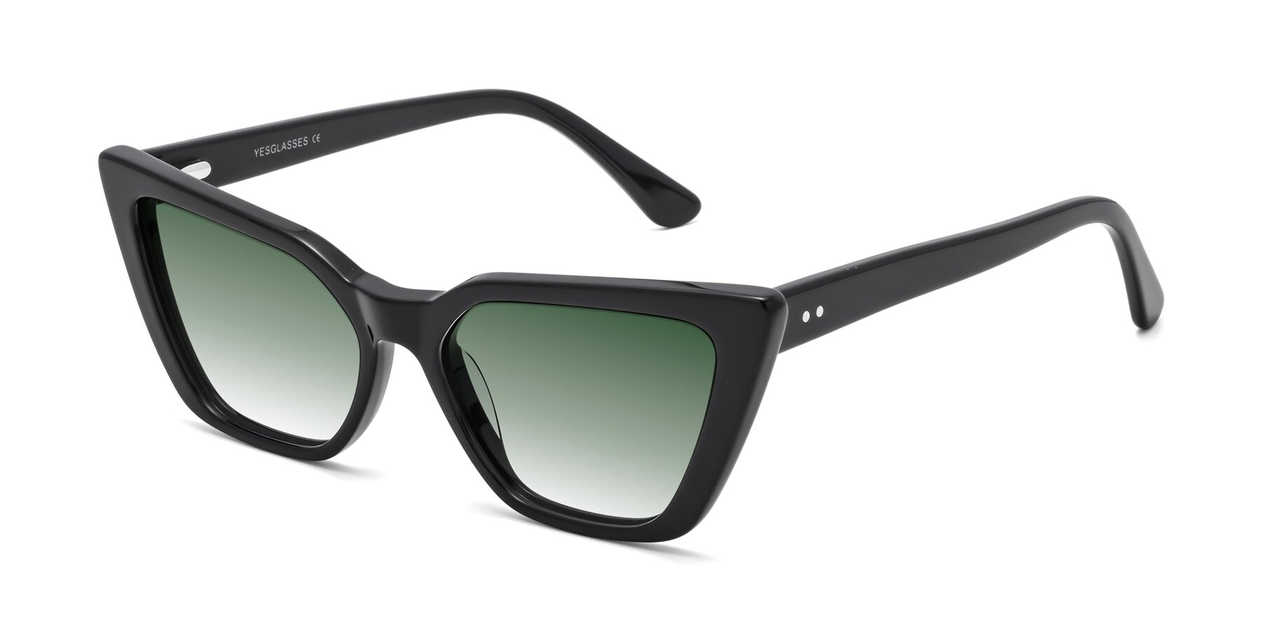 Angle of Bowtie in Black with Green Gradient Lenses