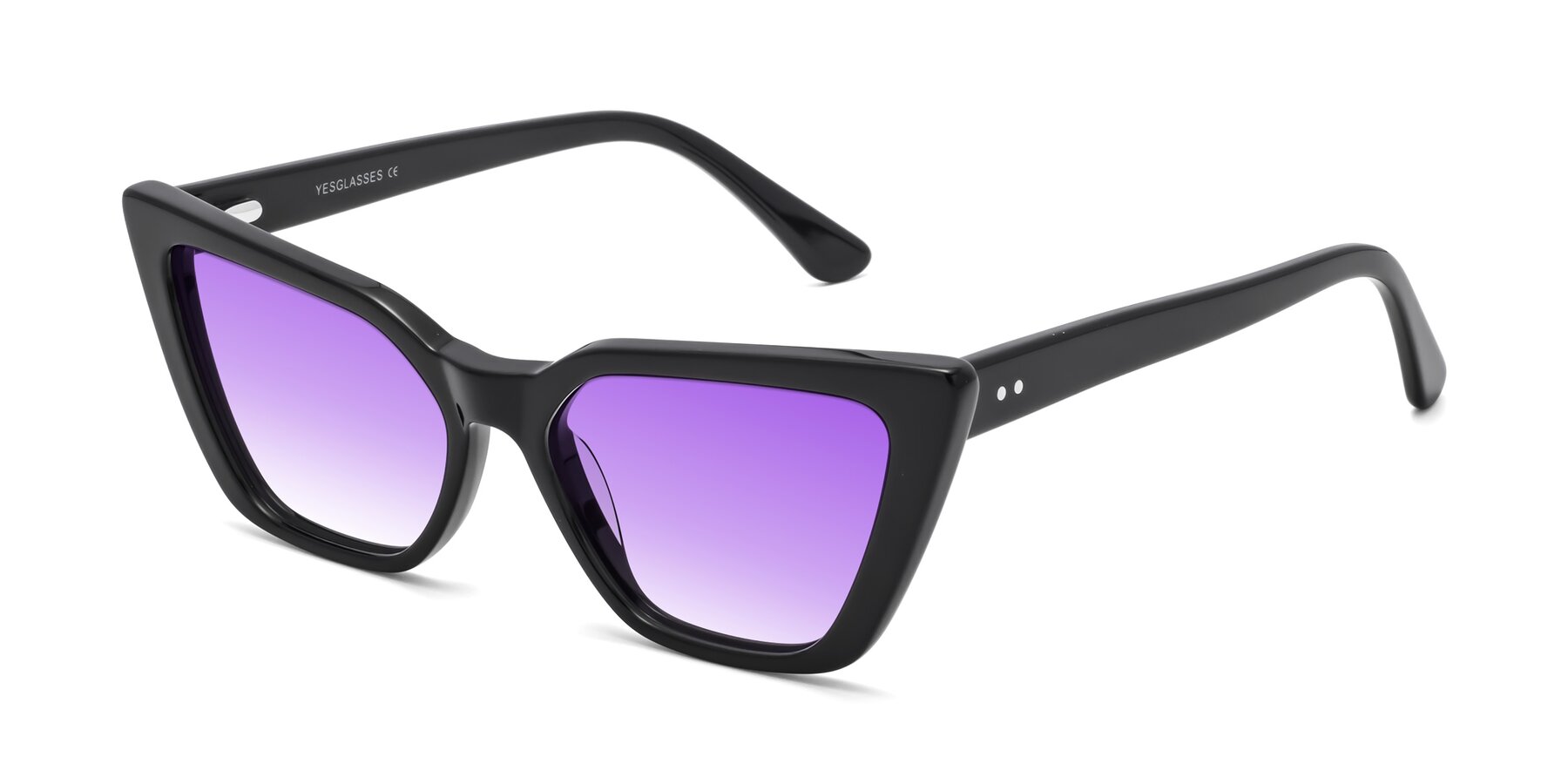 Angle of Bowtie in Black with Purple Gradient Lenses
