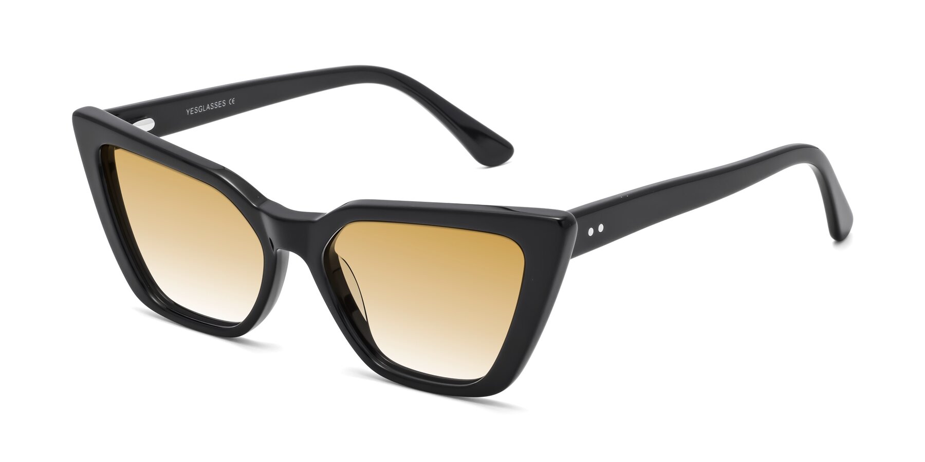Angle of Bowtie in Black with Champagne Gradient Lenses
