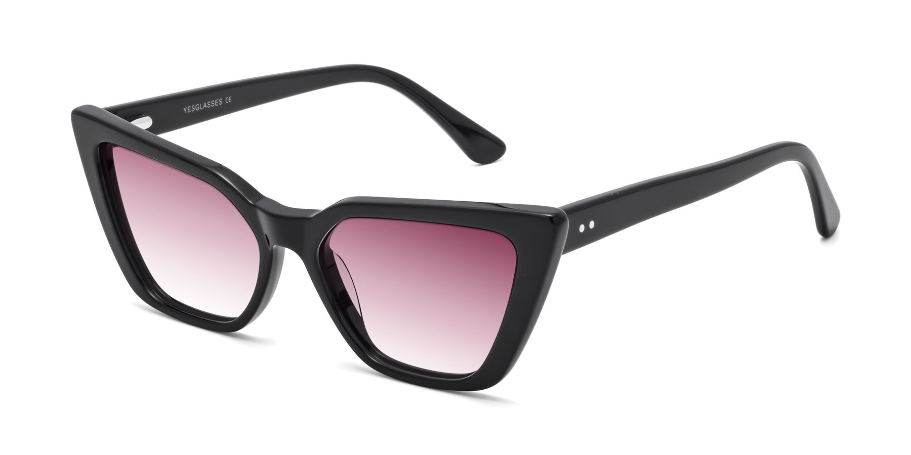 Angle of Bowtie in Black with Wine Gradient Lenses