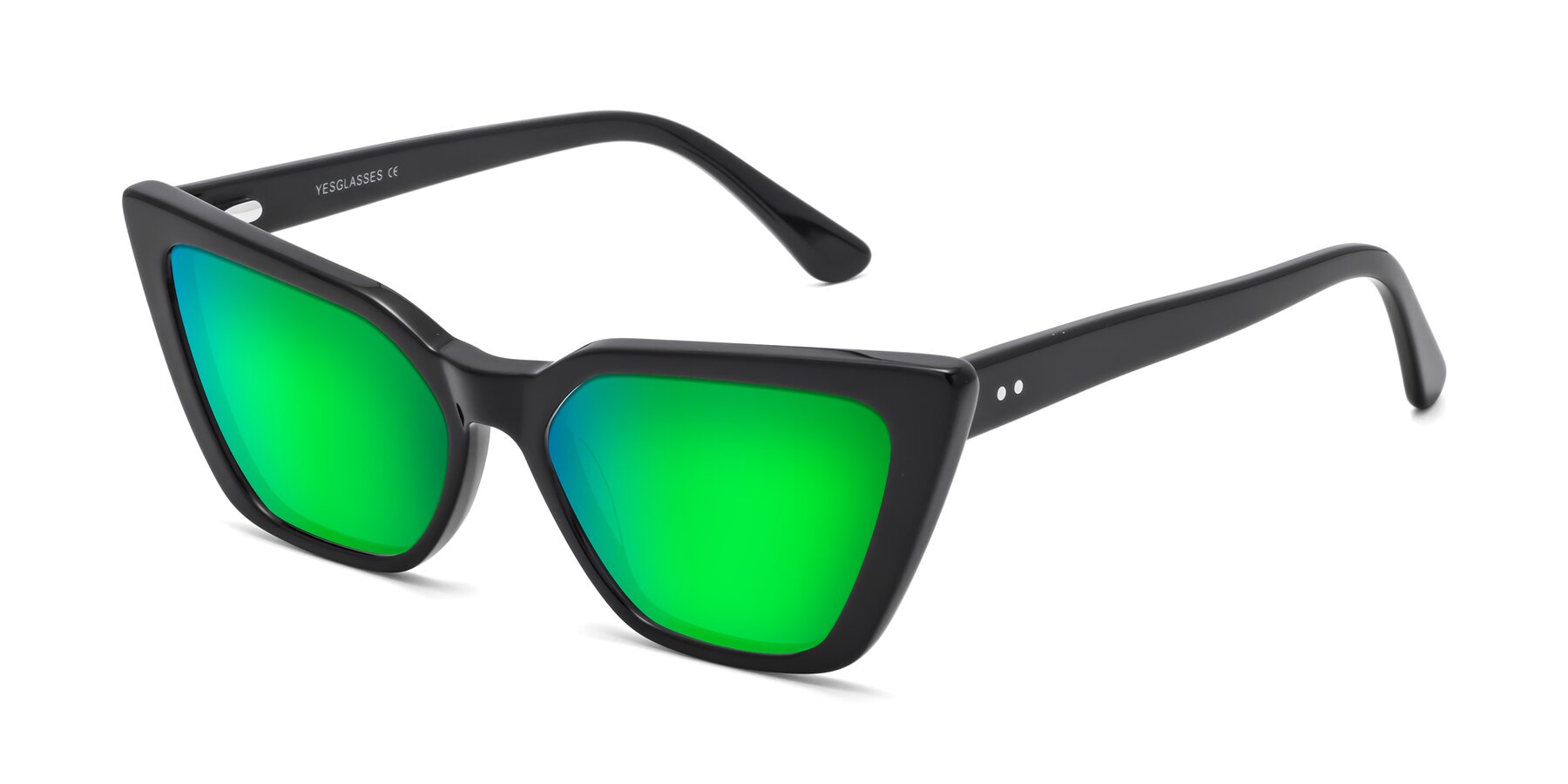 Angle of Bowtie in Black with Green Mirrored Lenses