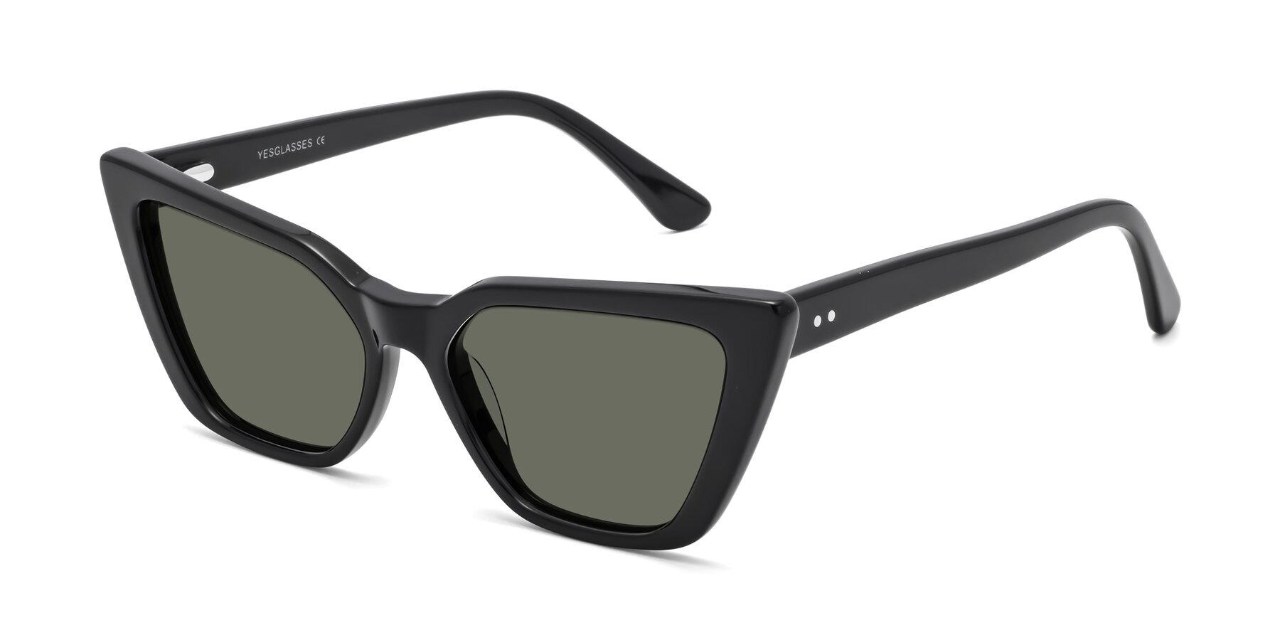 Angle of Bowtie in Black with Gray Polarized Lenses