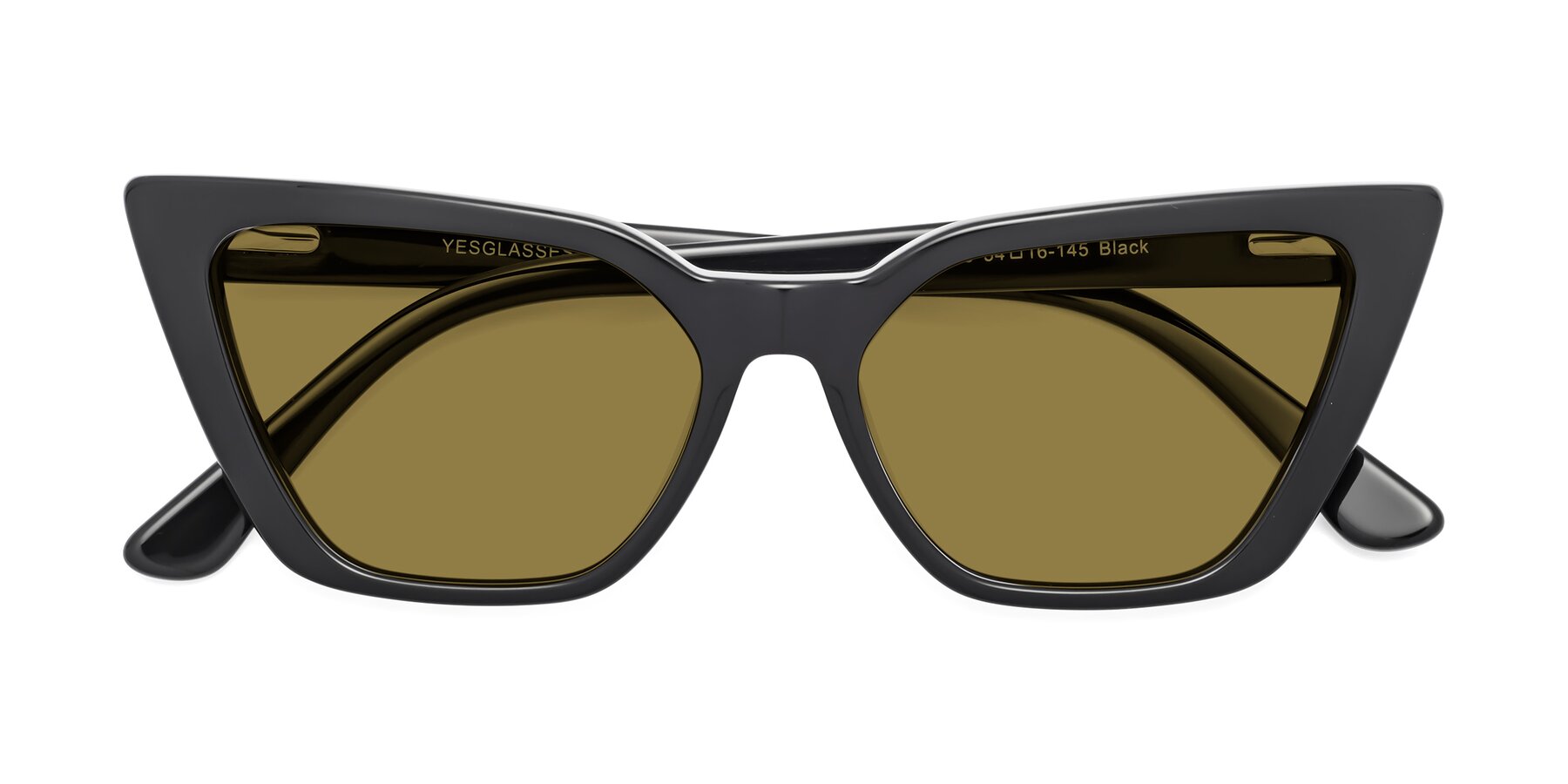 Folded Front of Bowtie in Black with Brown Polarized Lenses