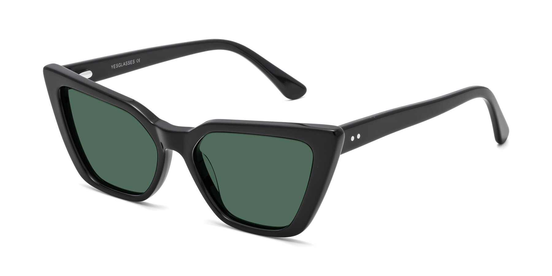Angle of Bowtie in Black with Green Polarized Lenses