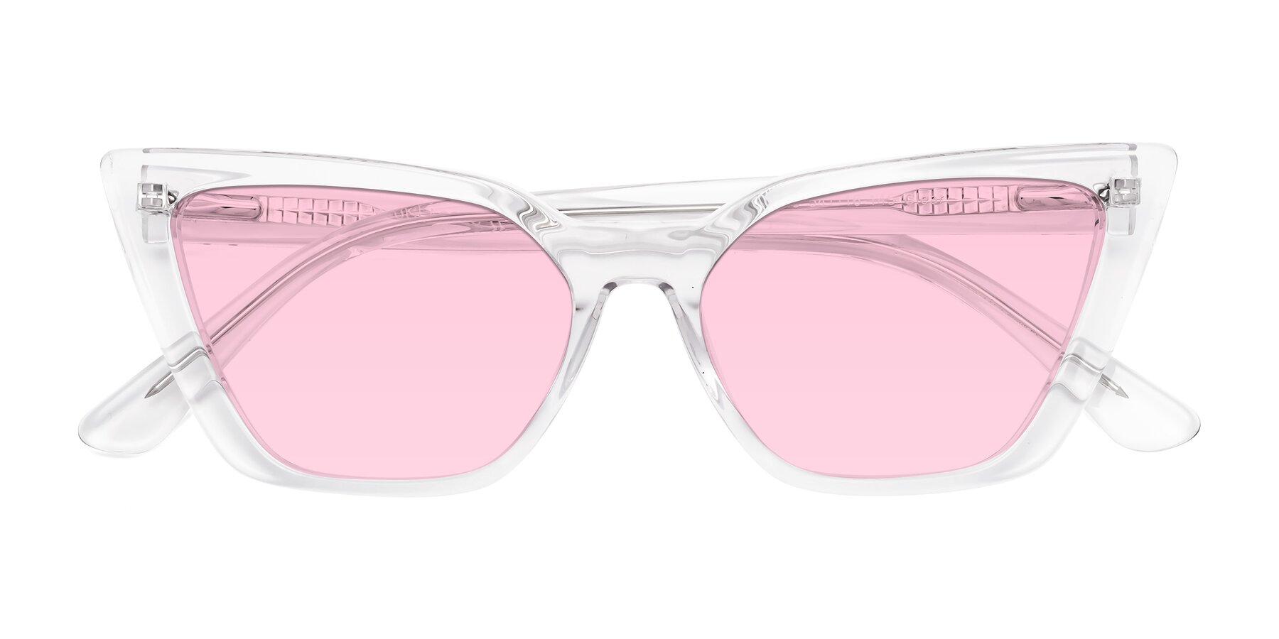 Folded Front of Bowtie in Clear with Light Pink Tinted Lenses