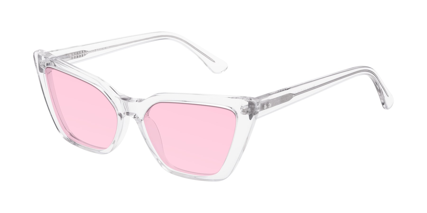 Angle of Bowtie in Clear with Light Pink Tinted Lenses