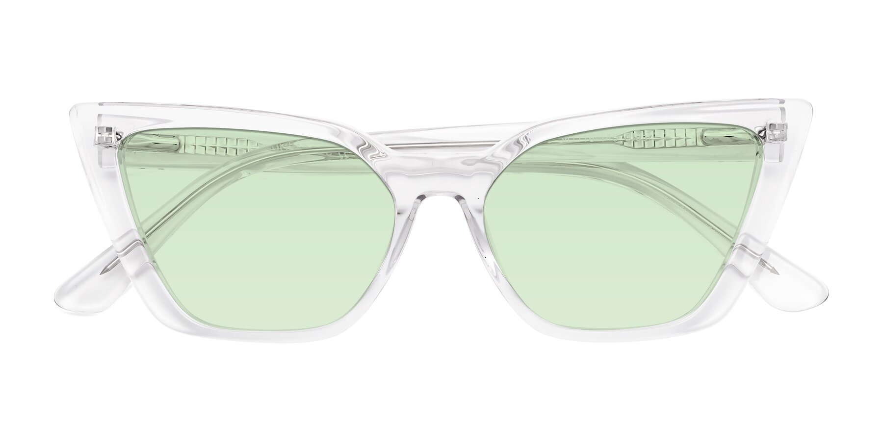 Folded Front of Bowtie in Clear with Light Green Tinted Lenses