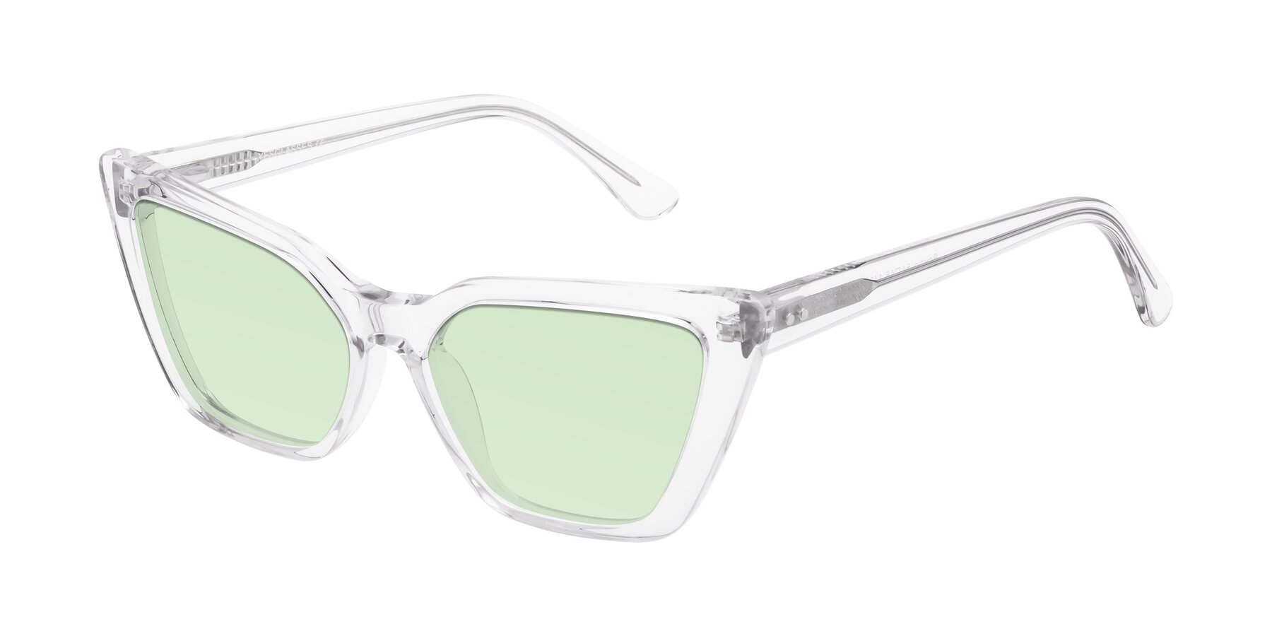 Angle of Bowtie in Clear with Light Green Tinted Lenses