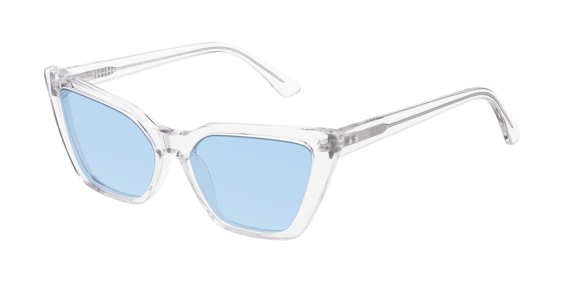 Angle of Bowtie in Clear with Light Blue Tinted Lenses