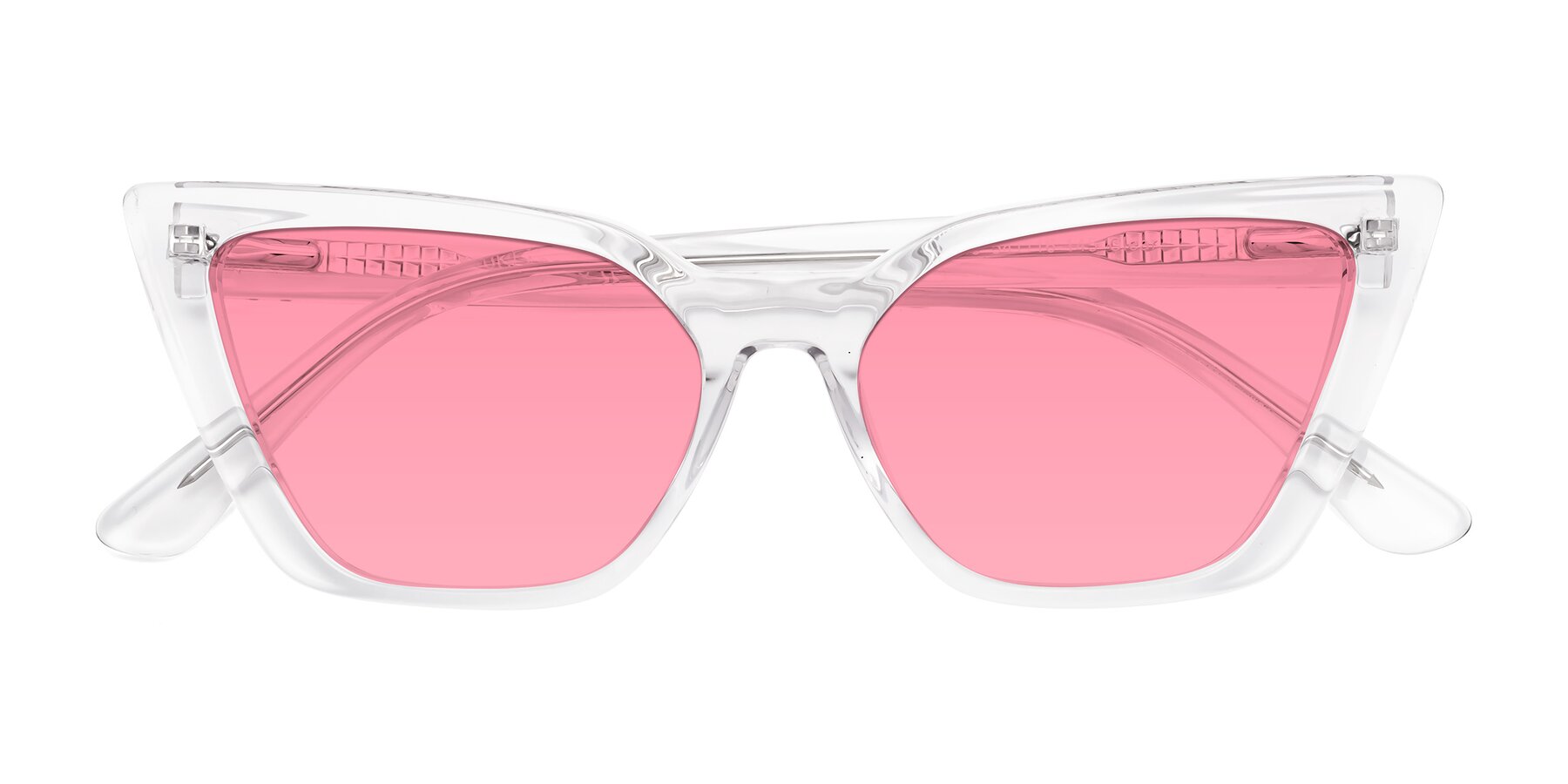 Folded Front of Bowtie in Clear with Pink Tinted Lenses