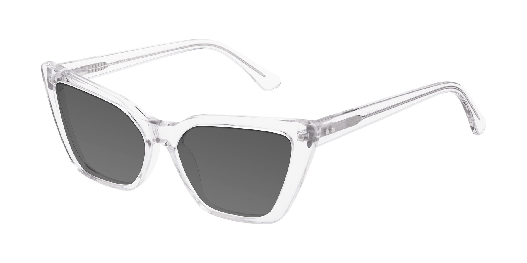 Angle of Bowtie in Clear with Medium Gray Tinted Lenses