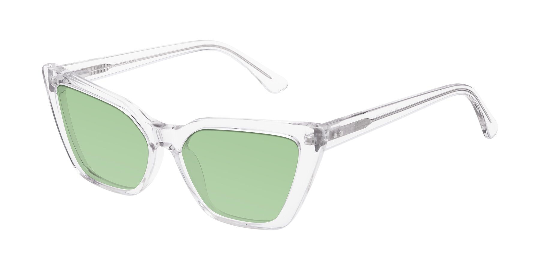 Angle of Bowtie in Clear with Medium Green Tinted Lenses