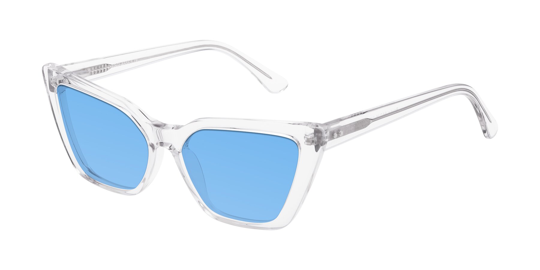 Angle of Bowtie in Clear with Medium Blue Tinted Lenses
