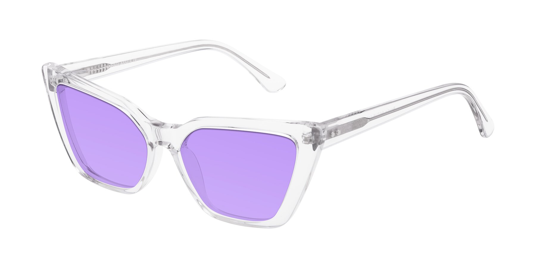 Angle of Bowtie in Clear with Medium Purple Tinted Lenses