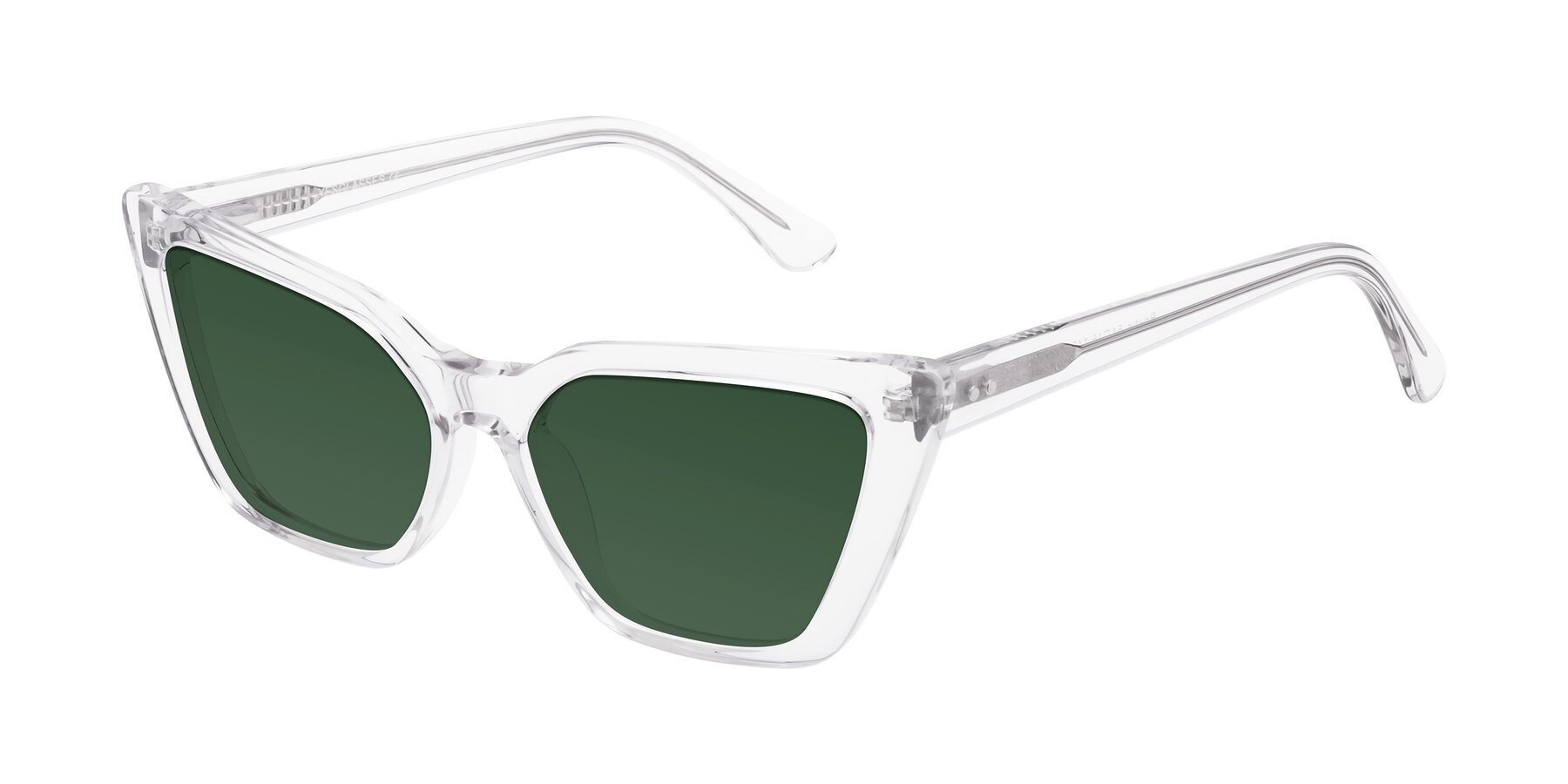Angle of Bowtie in Clear with Green Tinted Lenses